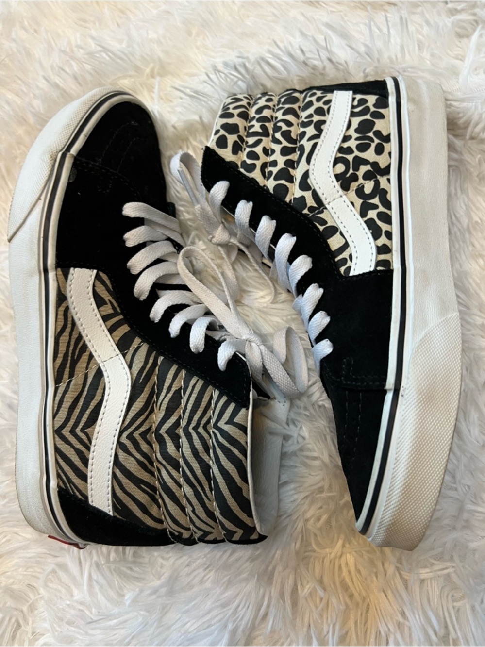 Vans Sk8-Hi Safari Womens Size 8.5 Black Suede Multi Mix Zebra Cheetah Shoes